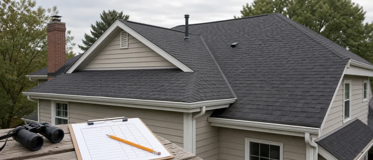 Educational illustration explaining who pays for a roof inspection when buying a house.