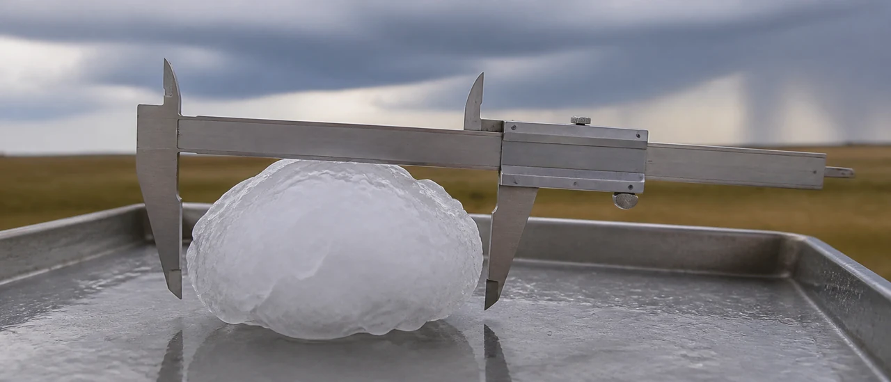 Educational illustration explaining what is the largest hailstone ever recorded.