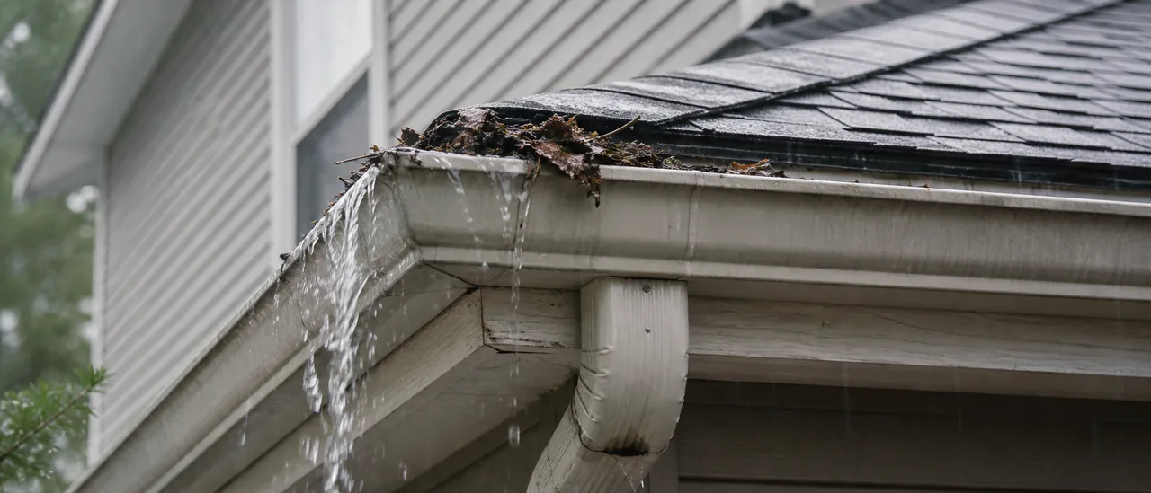 Educational illustration explaining what causes overflowing gutters.