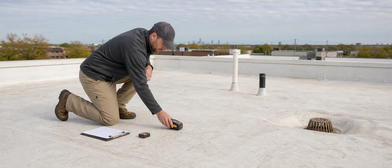 Educational illustration explaining how is a spray foam roof inspected.