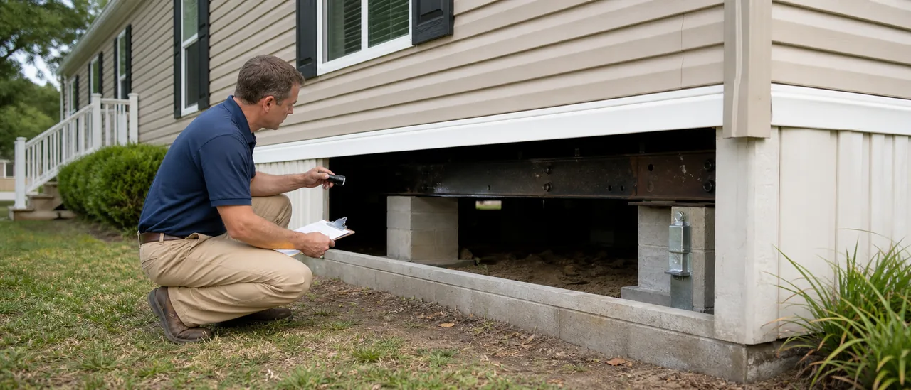 Educational illustration explaining should you buy a manufactured home with foundation-certification issues.