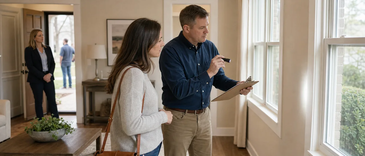 Educational illustration explaining can you bring a home inspector to an open house.