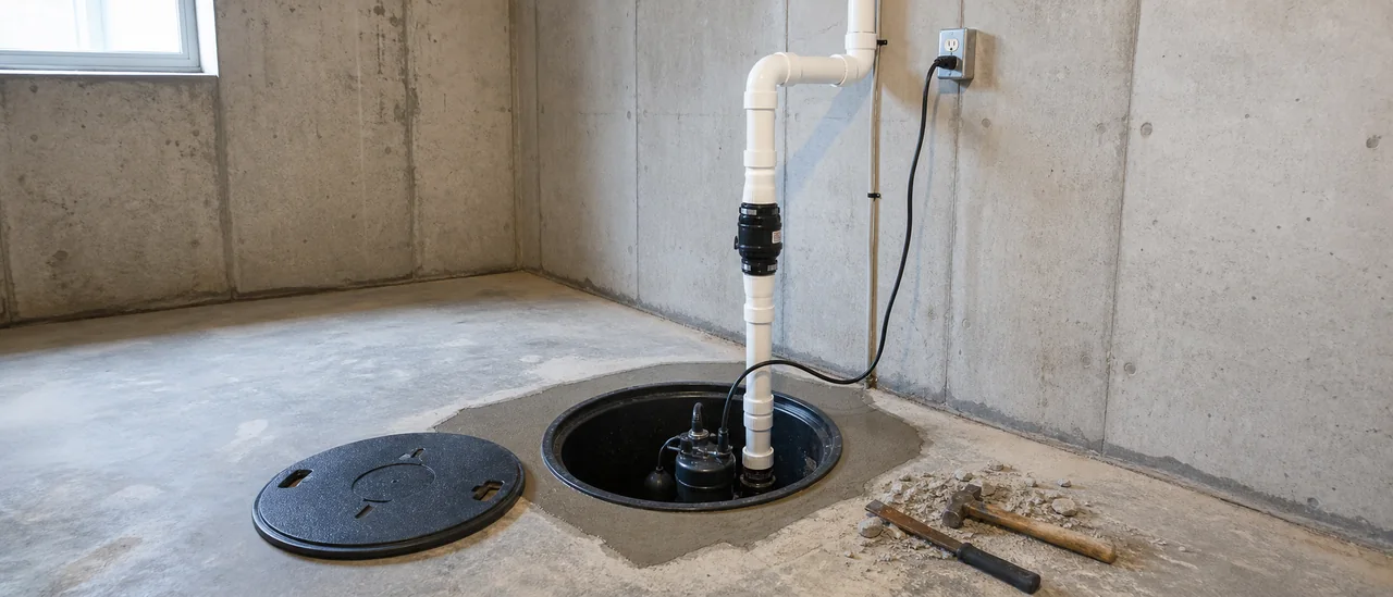 Educational illustration explaining how much does it cost to install a sump pump.