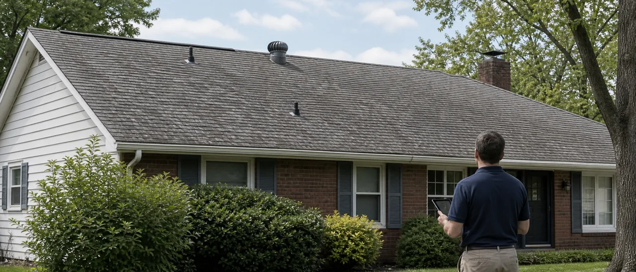 Educational illustration explaining what roof age is too old when buying a house.