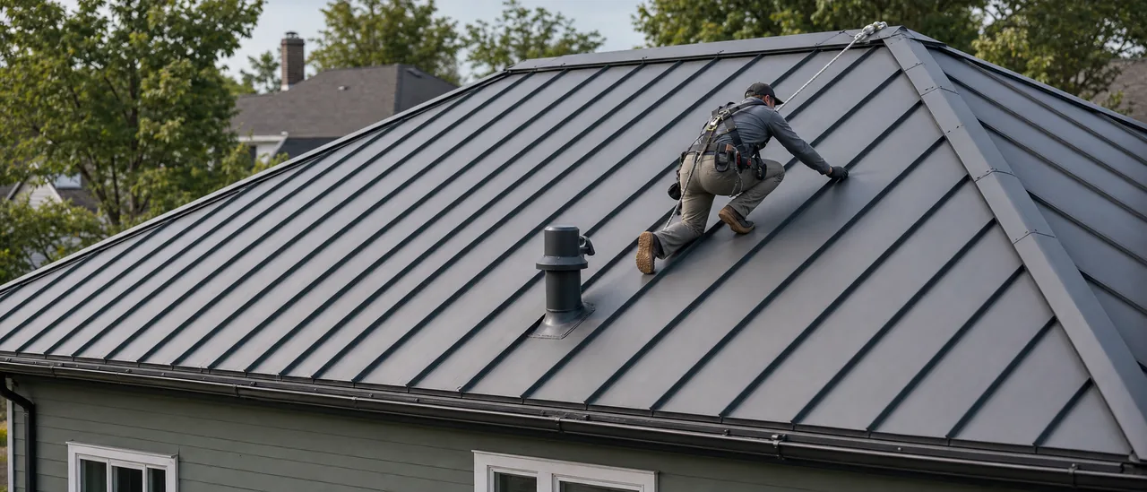 Educational illustration explaining how is a metal roof inspected.
