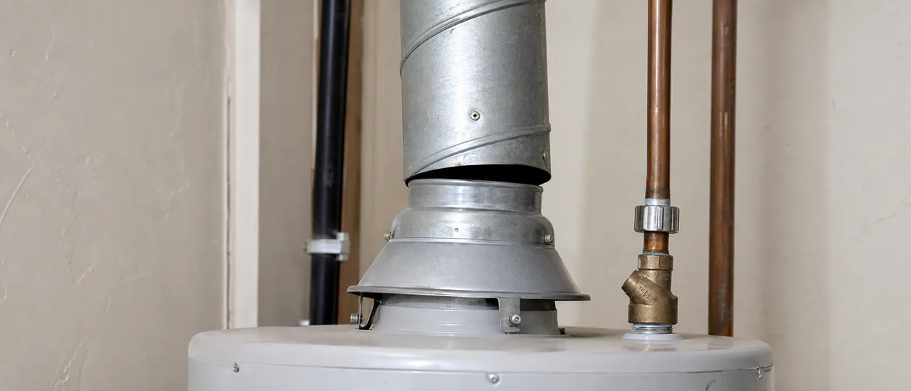 Educational illustration explaining what does improper water heater venting mean on a home inspection.