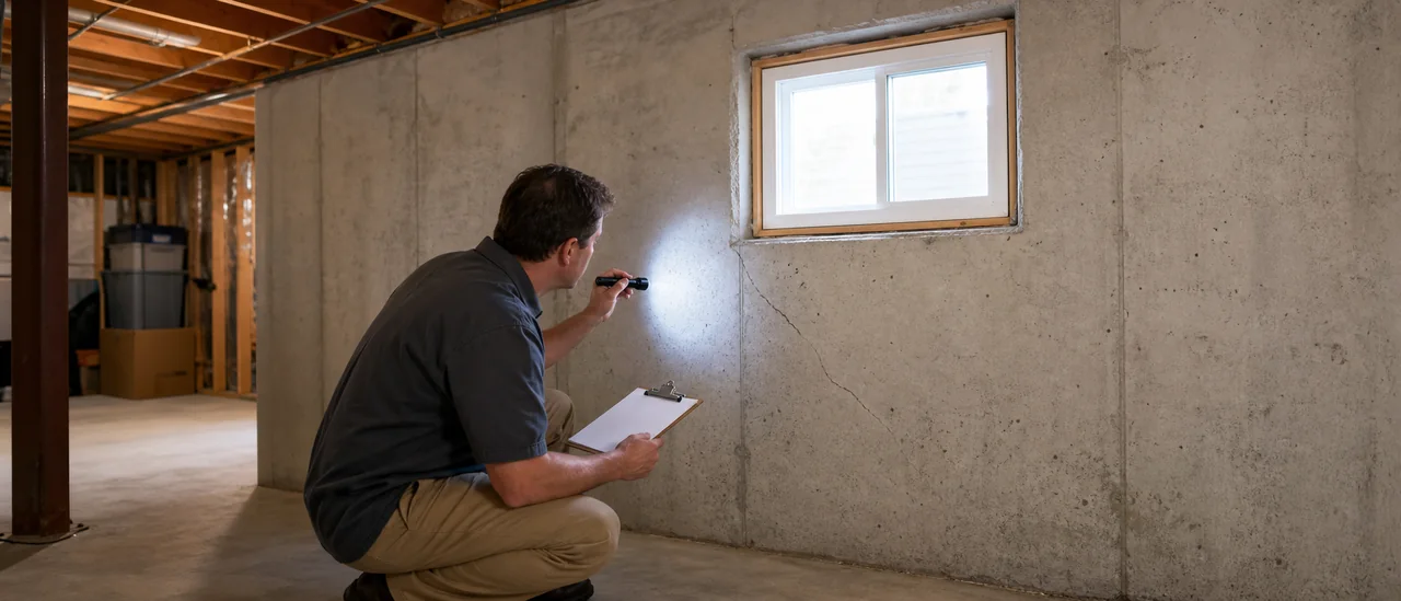 Educational illustration explaining can a home inspector miss foundation settlement.
