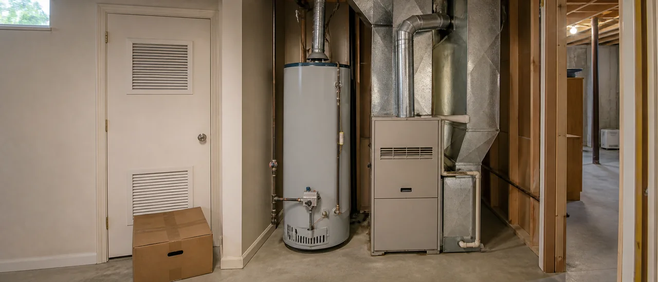 Educational illustration explaining what does insufficient combustion air mean on a home inspection.