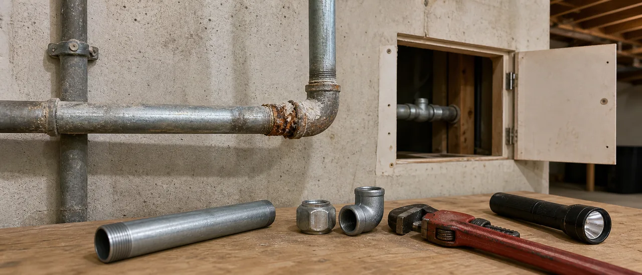 Educational illustration explaining how much does it cost to fix corroded supply pipes.