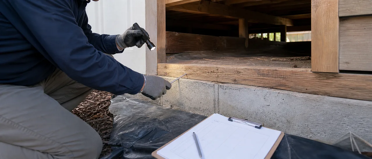 Educational illustration explaining how long does a termite inspection take.