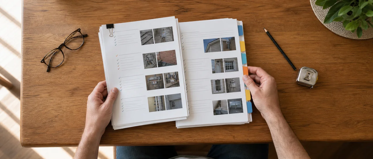 Educational illustration explaining how do you read a home inspection report.