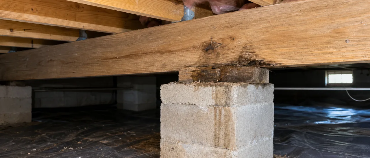 Educational illustration explaining can a home inspector miss rotted support beams.