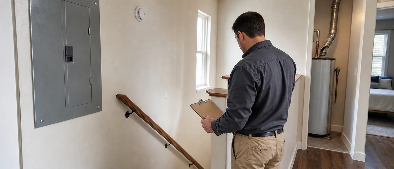 Educational illustration explaining what are safety issues in a home inspection report.