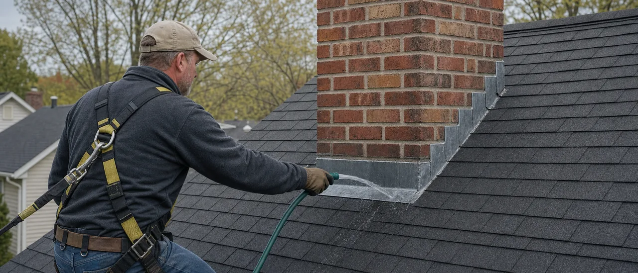 Educational illustration explaining should repaired flashing be water-tested.