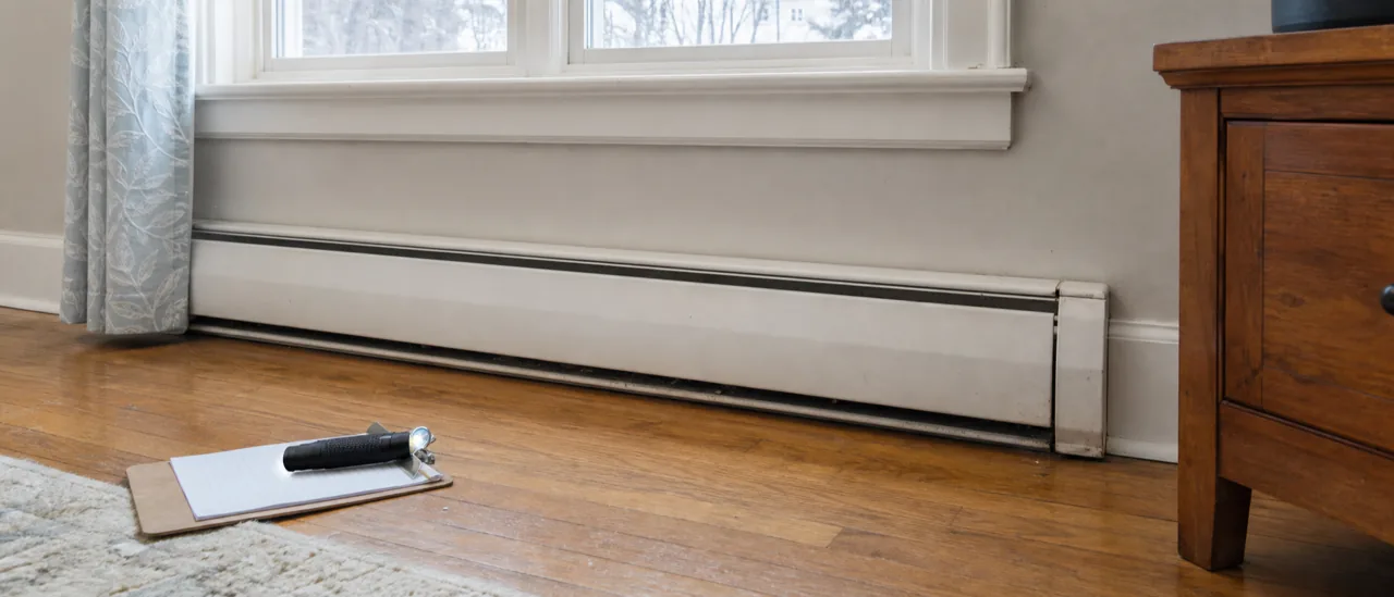 Educational illustration explaining what do baseboard heater problems mean on a home inspection.
