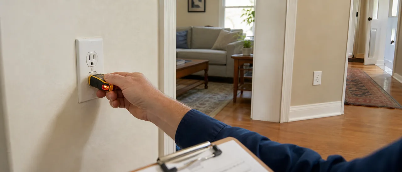 Educational illustration explaining do home inspectors test every outlet.