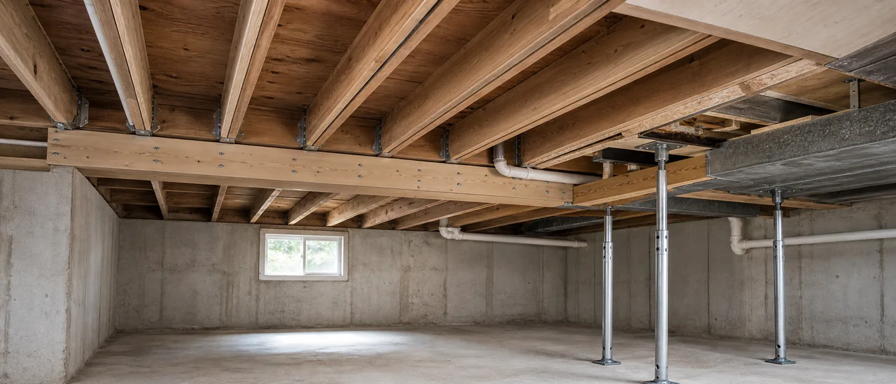 Educational illustration explaining how much does it cost to fix sagging floor joists.
