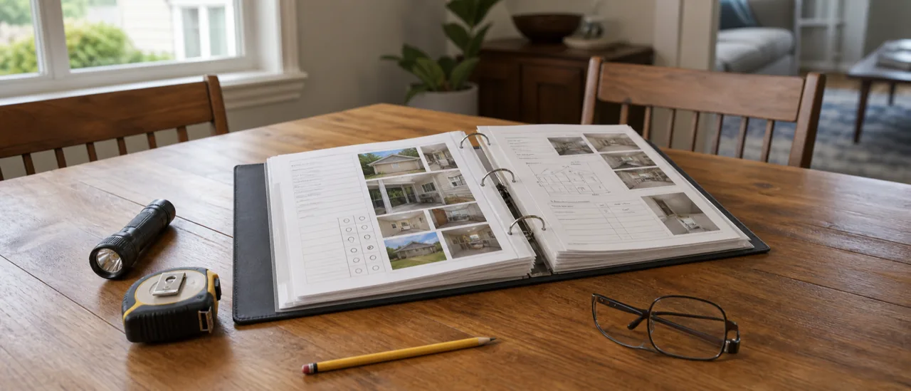Educational illustration explaining what is a home inspection report and what does it include.